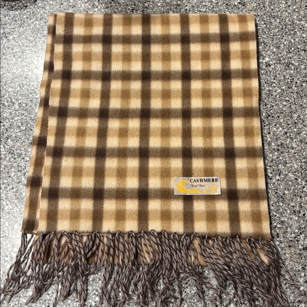 Royal Rossi Plaid Cashmere Scarf with Fringe
